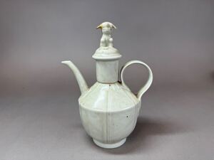 JBZ 宋時代白磁獣蓋水注 茶道具 陶磁器 茶注 旧家蔵出 時代物 中国古美術