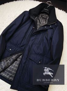 f32未使用級極暖ホワイトグース95%定価12万●BURBERRY BLACK LABEL●ふんわりダウンジャケットコート バーバリーコート メンズ M