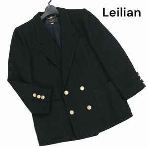 Leilian レリアン 秋冬 金ボタン♪ ダブル ブレザー テーラード ジャケット Sz.9　レディース 黒　K3T00300_9#N