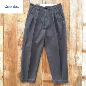 【美品】Steven Alan 2PLEATED TROUSERS PANTSスティーブンアラン 2プリーツ 2タックワイド テーパード トラウザーズ パンツ チノパン S