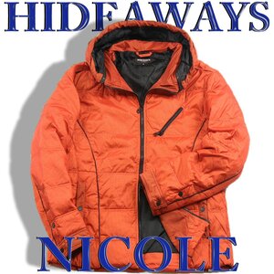 新品 HIDEAWAYS NICOLE 【綺麗なシルエット!】 ダウン 52 オレンジ 3L ★341609 ニコル 秋冬 パイピング シャープ 軽量 ブルゾン アウター