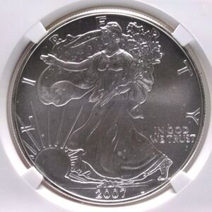 『最高鑑定』2007年 アメリカ 1ドル銀貨 シルバーイーグル NGC MS70 Silver Eagle[FS122014]