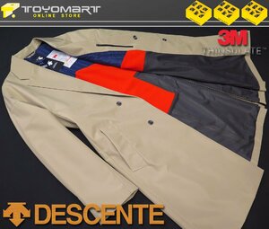 1126●DESCENTE デサント●7742　新品 【撥水加工】 シンサレート中綿裏地　BIGシルエット チェスターコート　ベージュ/L　定価42900円