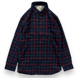 美品 L.L.Bean エルエルビーン Rangeley Flannel Shirt 長袖 チェック フランネル ボタンダウン シャツ ネルシャツ M ネイビー×レッド