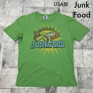 USA製 Junk Food ジャンクフード Tシャツ T-shirt TEE 半袖 ビッグプリントロゴ グリーン サイズL 玉SS1793