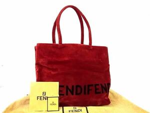 1円 ■新品■未使用■ FENDI フェンディ ベロア ハンドバッグ トートバッグ レディース メンズ レッド系 FD2569