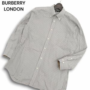 BURBERRY LONDON バーバリー ロンドン 通年 襟袖バーバリーチェック★ 長袖 刺繍★ ギンガムチェック シャツ Sz.L　メンズ　C4T07475_8#C