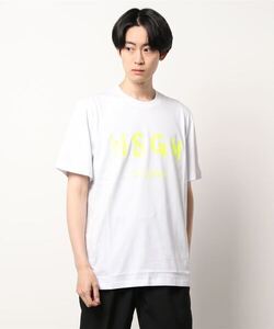 「MSGM」 半袖Tシャツ S ホワイト×イエロー メンズ