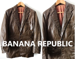 上質 羊革■BANANA REPUBLIC：バナナリパブリック■ラムレザー テーラード ジャケット/ブレザー■ブラウン■Ssize相当■オールレザー 本革