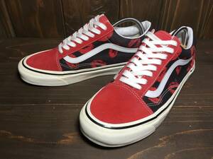 ★VANS バンズ US企画 OLD SKOOL オールドスクール 赤×黒×白 キスマーク 26.5ｃm Used 検 SK8 ハーフキャブ スリッポン ERA