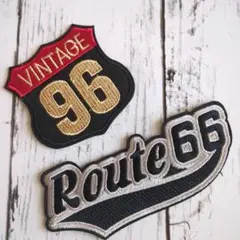 2枚set★ route66 VINTAGE アメリカン アイロンワッペン