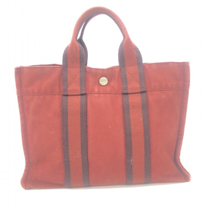 【中古】HERMES　エールラインPM トートバッグ　レッド エルメス[240066142731]