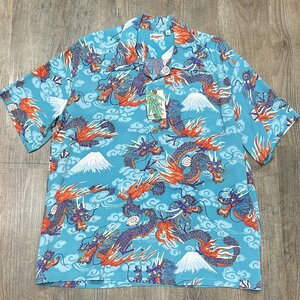 サンサーフ S/S レーヨン ハワイアンシャツ “TEAM OF DRAGONS” SS39227 145)グリーン サイズL トップス アロハ