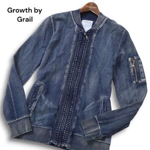 Growth by Grail グロースバイグレイル 通年 USED加工★ MA-1 スウェット デニム フライト ジャケット ブルゾン Sz.M メンズ　C4T11629_C#O