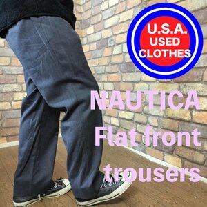 BP2-556【175cm普通体型】US古着★美シルエット【NAUTICA ノーティカ】チャコールグレー スラックスパンツ【W34 メンズ L】ワーク チノパン