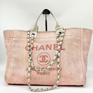 美品 CHANEL シャネル ドーヴィル GM トートバッグ ショルダーバッグ 2way キャンバス チェーンショルダー 