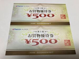 ヤマダデンキ株主優待券500円分を2枚