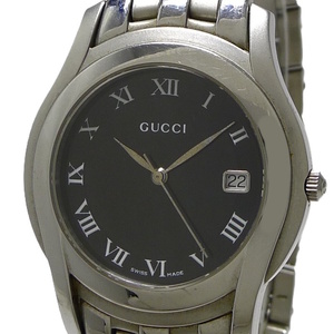 【中古】GUCCI Gクラス メンズ 腕時計 クオーツ SS ブラック文字盤 5500M