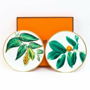 HERMES エルメス パシフォリア パンプレート 食器 ペア 2枚セット 直径14cm 箱付 #32754YR