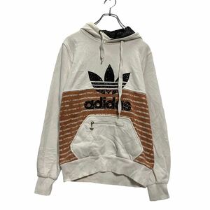 adidas ロゴ スウェット パーカー L ホワイト ブラック ブラウン アディダス フーディー 古着卸 アメリカ仕入 a601-6161