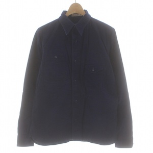 フルカウント FULLCOUNT Indigo Nel Work Shirts ワークシャツ 猫目ボタン 長袖 38 M 青 ブルー 4881 /FQ メンズ