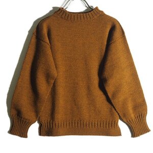 P3113z7　▼Guernsey Woollens ガンジーウーレンズ▼　ガンジーセーター フィッシャーマンニット キャメル 34 / ウールニット 秋冬