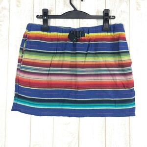 WOMENs M ワイルドシングス Ws セラペスカート　SERAPE SKIRT WILDTHINGS WT095 マルチボーダー ブルー系