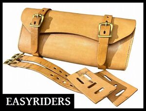 ■ 希少 廃盤品 EASYRIDERS イージーライダース 6804 天然なめし革 本革 ヌメ革 レザー 横長 ツール バッグ L バイク バイカー ツーリング