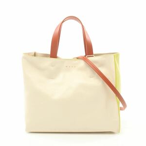 新品未使用 マルニ MARNI 現行品 MUSEO SOFT ミュゼオ ソフト 2way ハンドバッグ ショルダーバッグ バイカラー レザー ロゴ RFID搭載