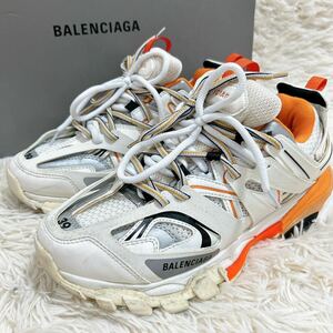 極美品 バレンシアガ トラック トレーナー スニーカー ホワイト オレンジ 26.0 メンズ Track Trainer BALENCIAGA 542023 靴 シューズ