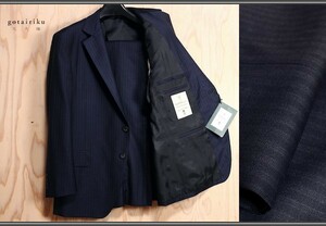 新品 オンワード樫山 五大陸/gotairiku 春夏 英国 ドーメル/DORMEUIL EXEL ストレッチ シャドーストライプ スーツ34B/BB4/幅広S紺 9.7万円