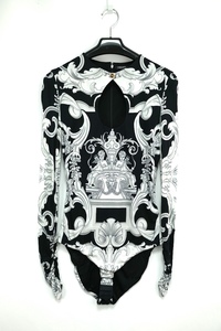 Versace ヴェルサーチ Barocco print cutout Bodysuit バロッコ プリント ボディスーツ ブラック ホワイト 40サイズ