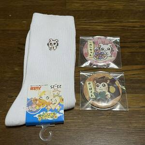 とっとこハム太郎　リボンちゃん　ハイソックス、和菓子cafe＆shop 缶バッジ　リボンちゃん、のっぽくん