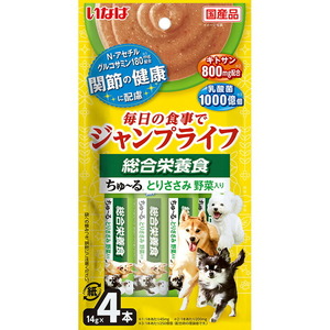 （まとめ買い）いなばペットフード Jump Lifeちゅ～る とりささみ 野菜入り 14g×4本 犬用おやつ 〔×16〕