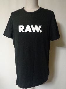 G-STAR RAW ジースターロウ 半袖 Tシャツ クルーネック プリントTシャツ ブラック系 ロゴ 綿 メンズ M