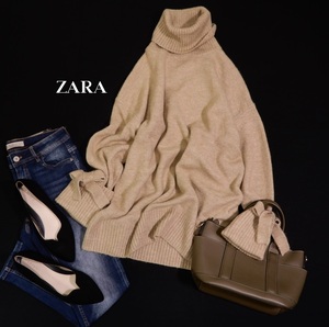 ザラ ZARA 大人可愛い☆お袖リボン ハイネック ニット プルオーバー セーター M