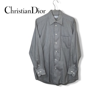 ★Christian Dior クリスチャンディオール★メンズ 長袖 シャツ ワイシャツ ドレスシャツ グレー系 size 1/39.5 管:C:08