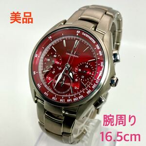 美品☆電池新品☆送料込☆セイコー SEIKO ワイアード WIRED クロノグラフ メンズ腕時計 レッド チタニウム TITANIUM 7T11-0AB0