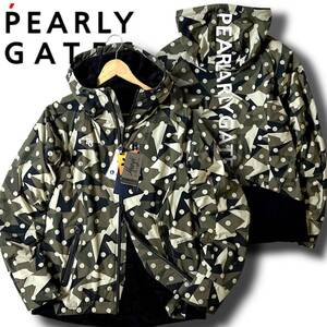 ◆新品 PEARLY GATES パーリーゲイツ 定5.8万 多機能繊維Octa 撥水 裏起毛 カモ柄 ストレッチ 中綿 ジャケット ブルゾン 4 M ゴルフ B5679