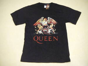 タグ付 未使用! 半袖 クイーン QUEEN ロック バンド Tシャツ 黒 ブラック メンズ レディース コットン クルーネック 丸首 70年代バンド 