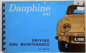 RENAULT DAUPHINE 1961 OWNERS MANUAL