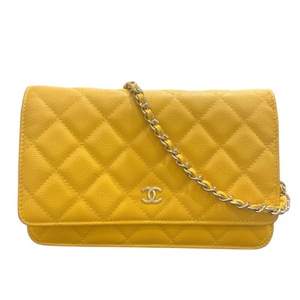 シャネル CHANEL マトラッセチェーンウォレット A33814 レッド/ゴールド金具 ラムスキン ウォレットチェーン レディース 中古