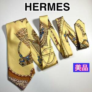 美品 HERMES エルメス　ネクタイ　高級シルク　スカーフ柄　希少　レア