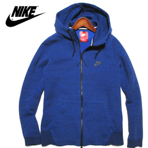 【NIKE】 テックフリース　ジップパーカー　ヘザーブルー　ストレッチ　サイズL　tech fleece　フルジップ　赤タグ　ナイキ NSW