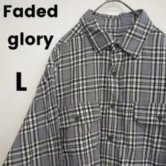 US古着 Faded glory フランネルシャツ L グレー