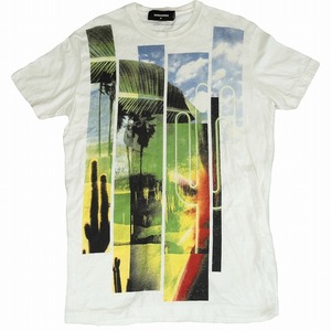 DSQUARED2 ディースクエアード ユーズド加工 プリント Tシャツ 半袖 白 ホワイト サイズM メンズ /TNT