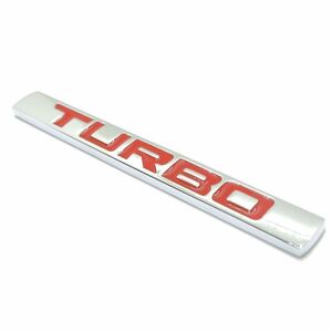 【送料無料】TURBO ターボ ロゴ クロームメッキ レッド 赤文字 エンブレム 外装 内装 車 カスタムパーツ 汎用品 翌日発送