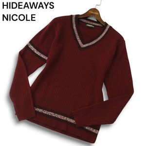 HIDEAWAYS NICOLE ハイダウェイ ニコル 秋冬★ Vネック リブ ニット セーター Sz.48　メンズ　A4T12433_B#K