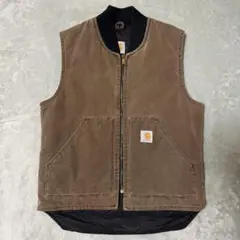 90s carhartt ダックベスト 腰ゴム ブラウン USA製