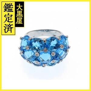 Ponte Vecchio　ポンテヴェキオ　リング　ホワイトゴールドK18　ブルートパーズ17.6ct　ダイヤモンド0.09ct　12号【430】